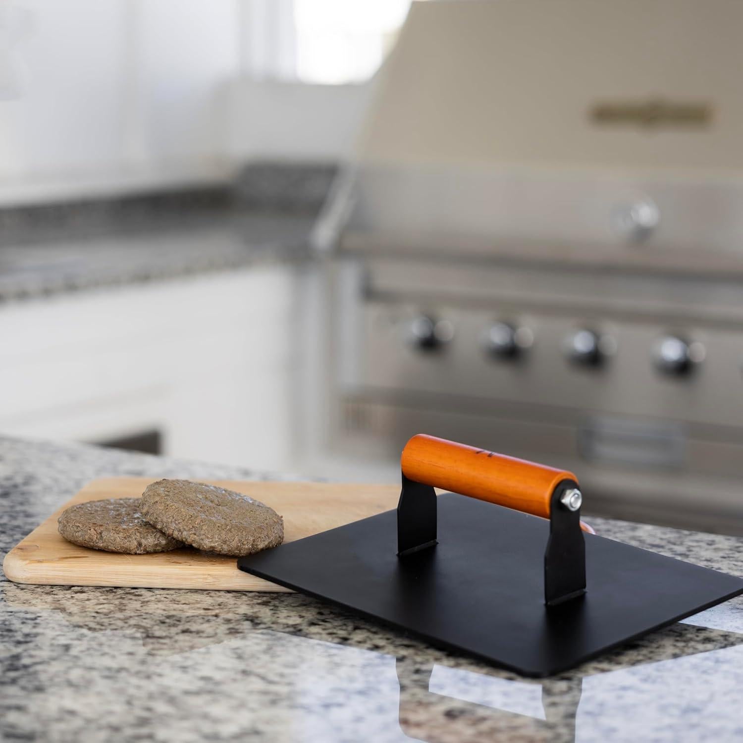 Prensa de Parrilla XL Outset Hierro 20x25 cm Mango Madera