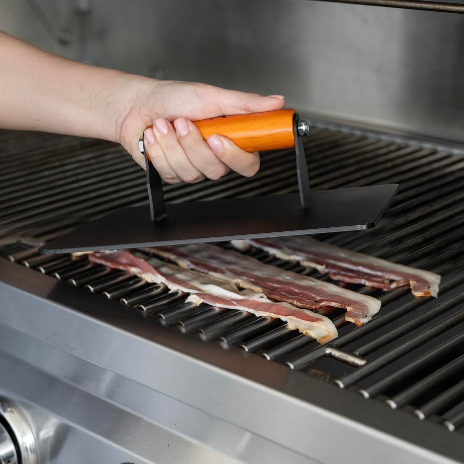 Prensa de Parrilla XL Outset Hierro 20x25 cm Mango Madera