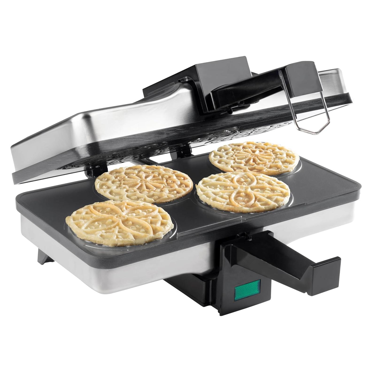 Horno de Pizzelle CucinaPro - Prensa eléctrica 4 galletas