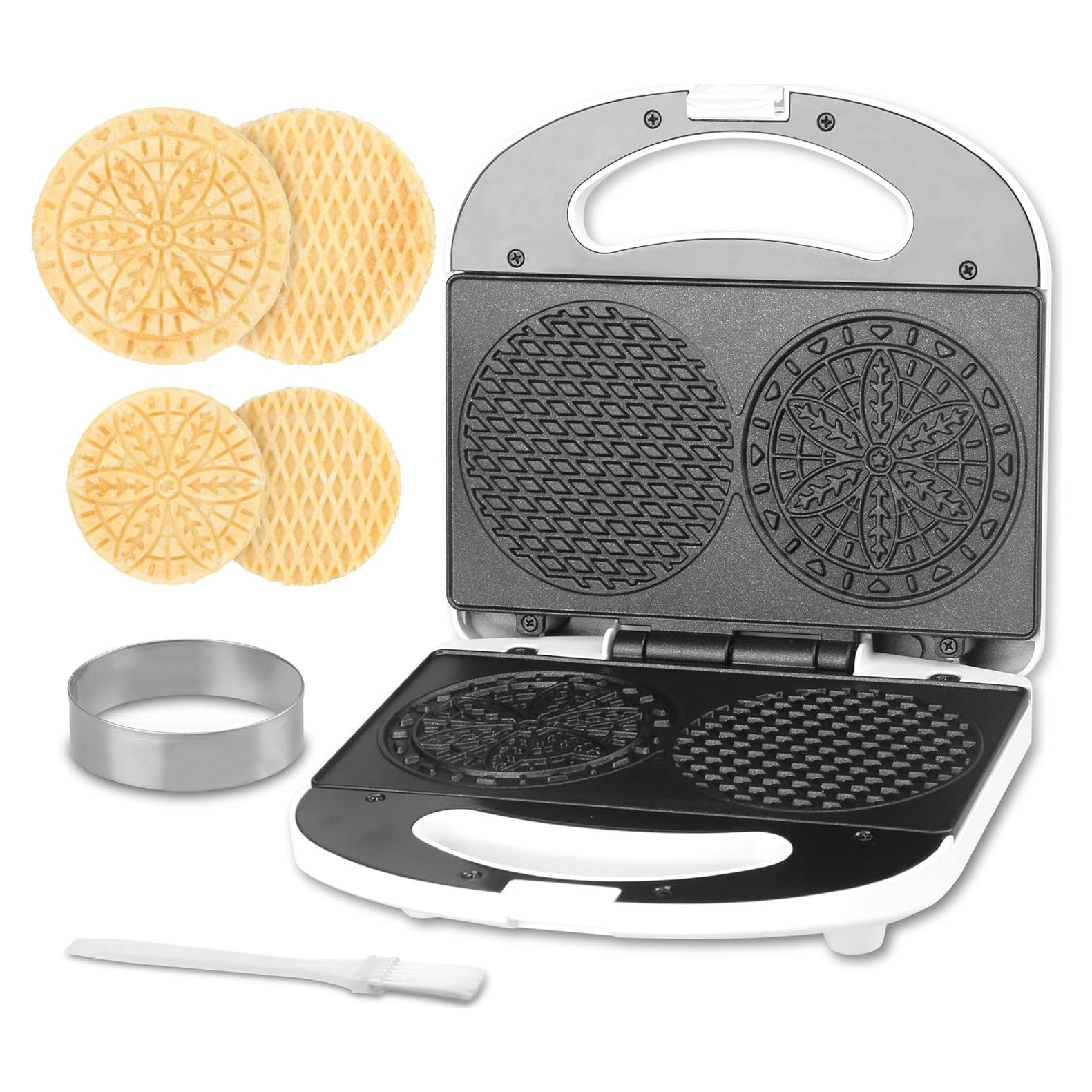 Mini Máquina de Pizzelle SugarWhisk 750W Anti-adherente