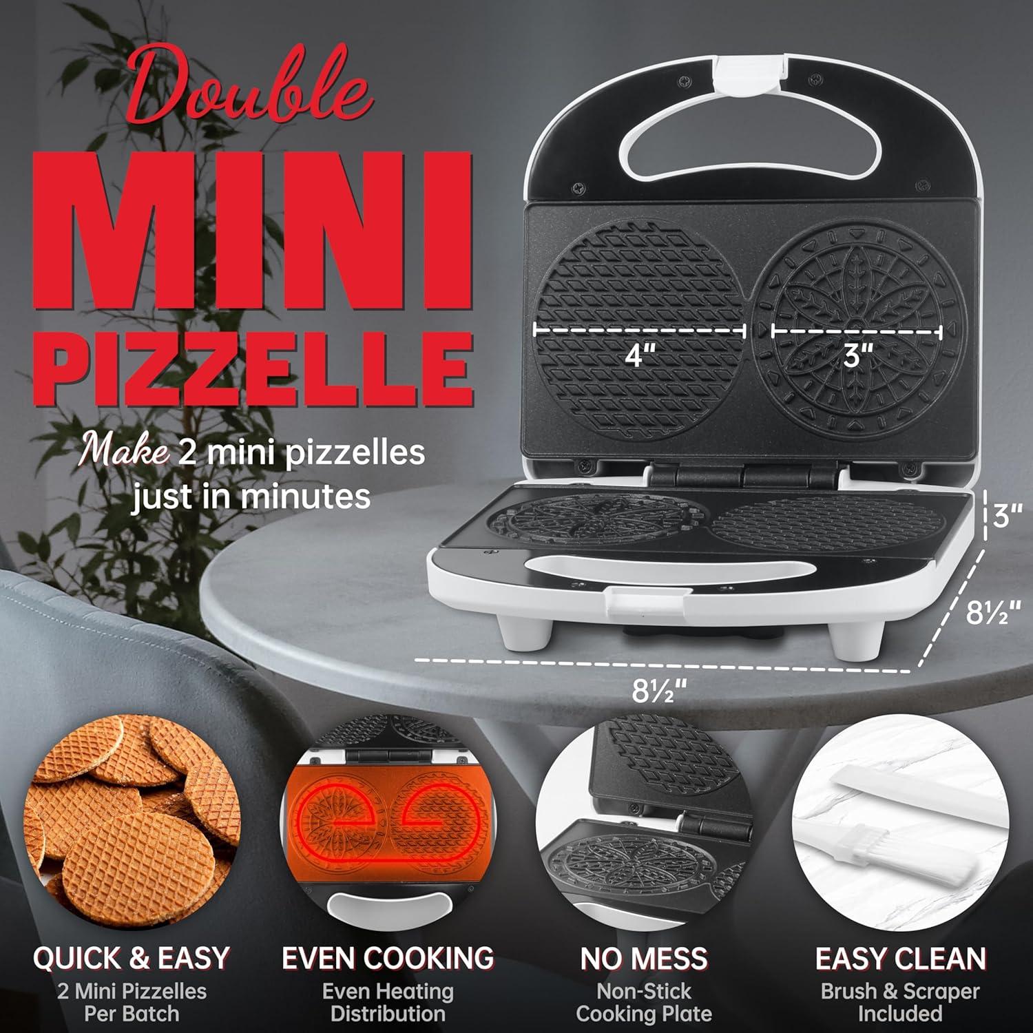 Mini Máquina de Pizzelle SugarWhisk 750W Anti-adherente