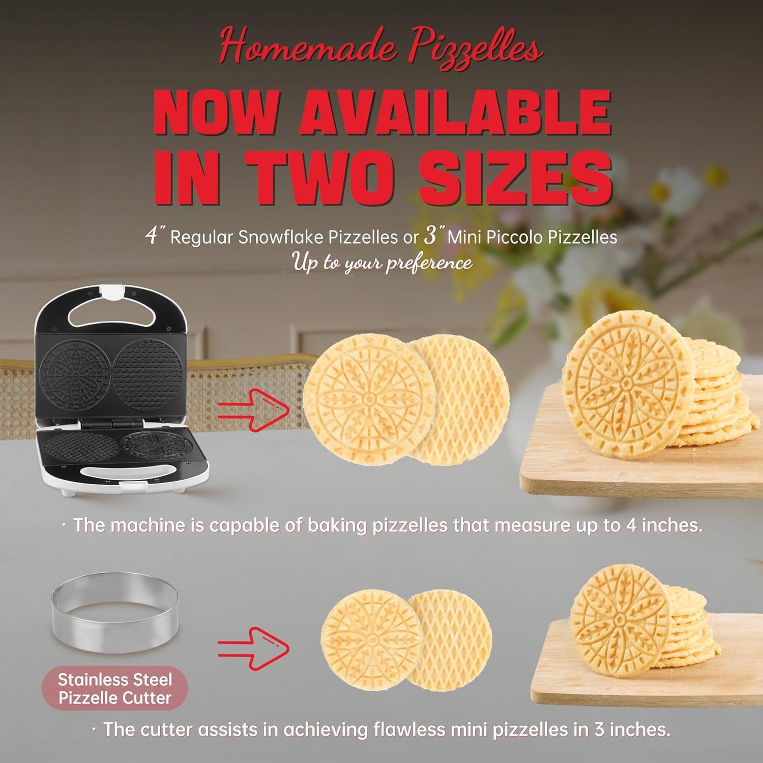Mini Máquina de Pizzelle SugarWhisk 750W Anti-adherente