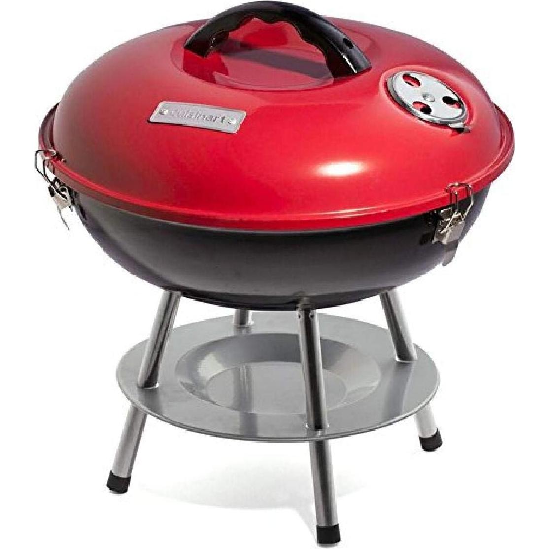 Parrilla de Carbón Portátil Cuisinart 36.8 cm Rojo + Prensa 3-en-1