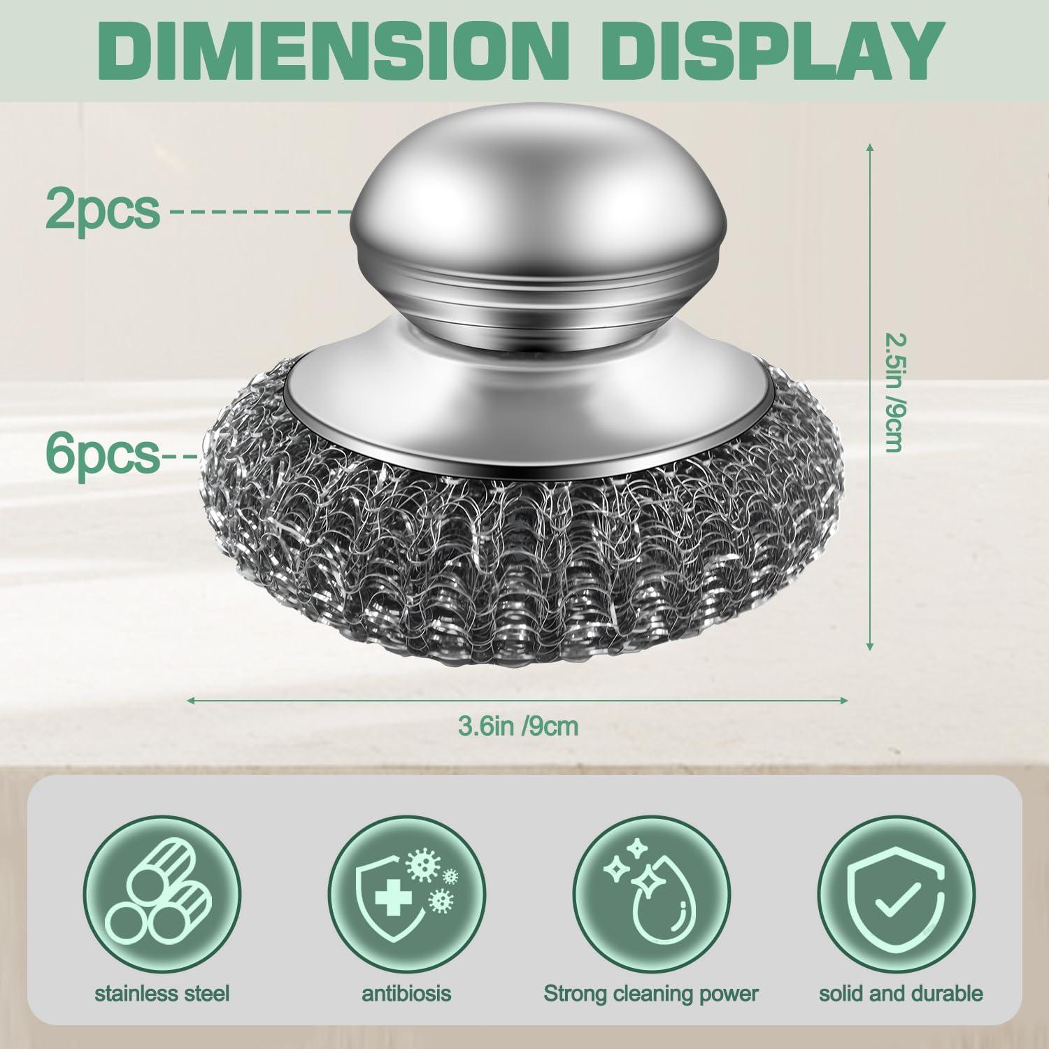 Juego de 8 Estropajos de Acero Inoxidable Quadafy