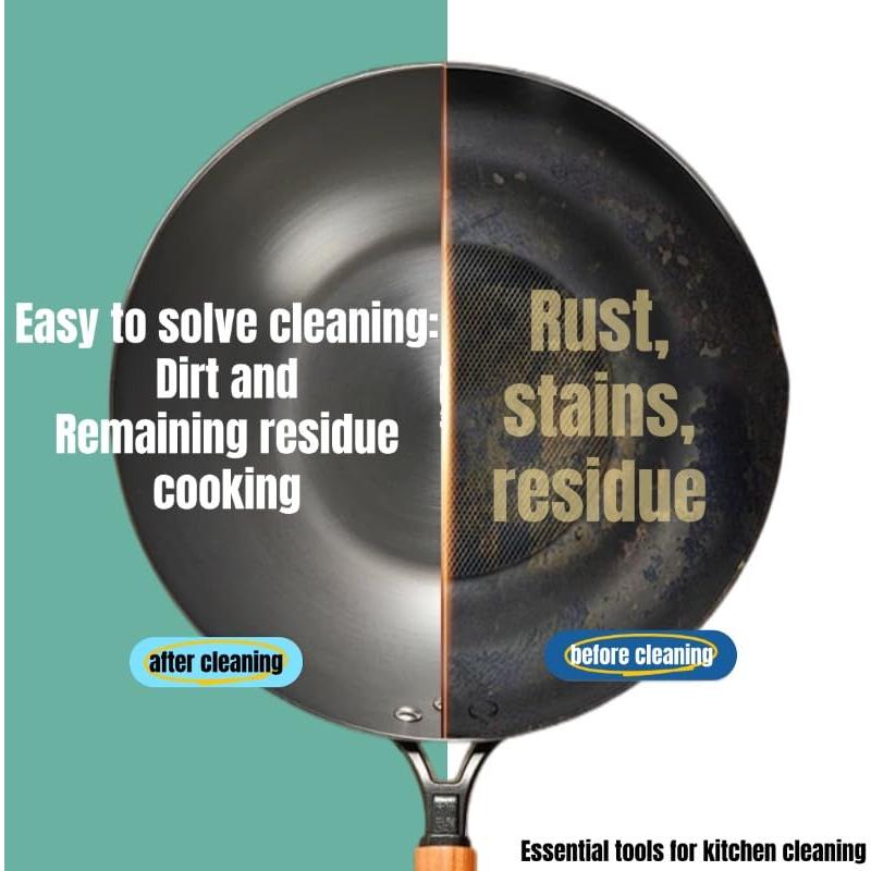 Estropajo de lana de acero Yajouwin con mango - 7 piezas