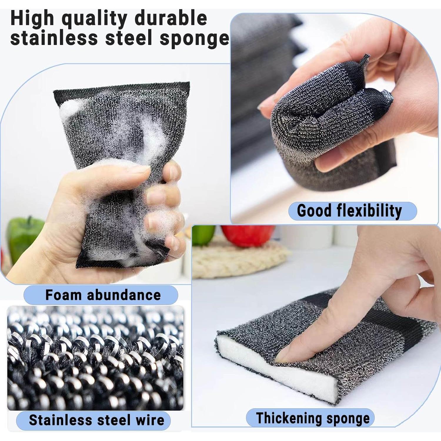 Esponjas de Acero Inoxidable EdgeVue - Paquete de 6