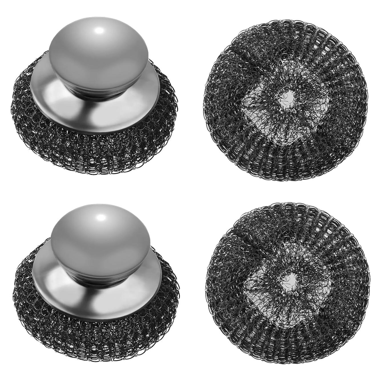 Juego de 2 estropajos de acero inoxidable KTOJOY con mango