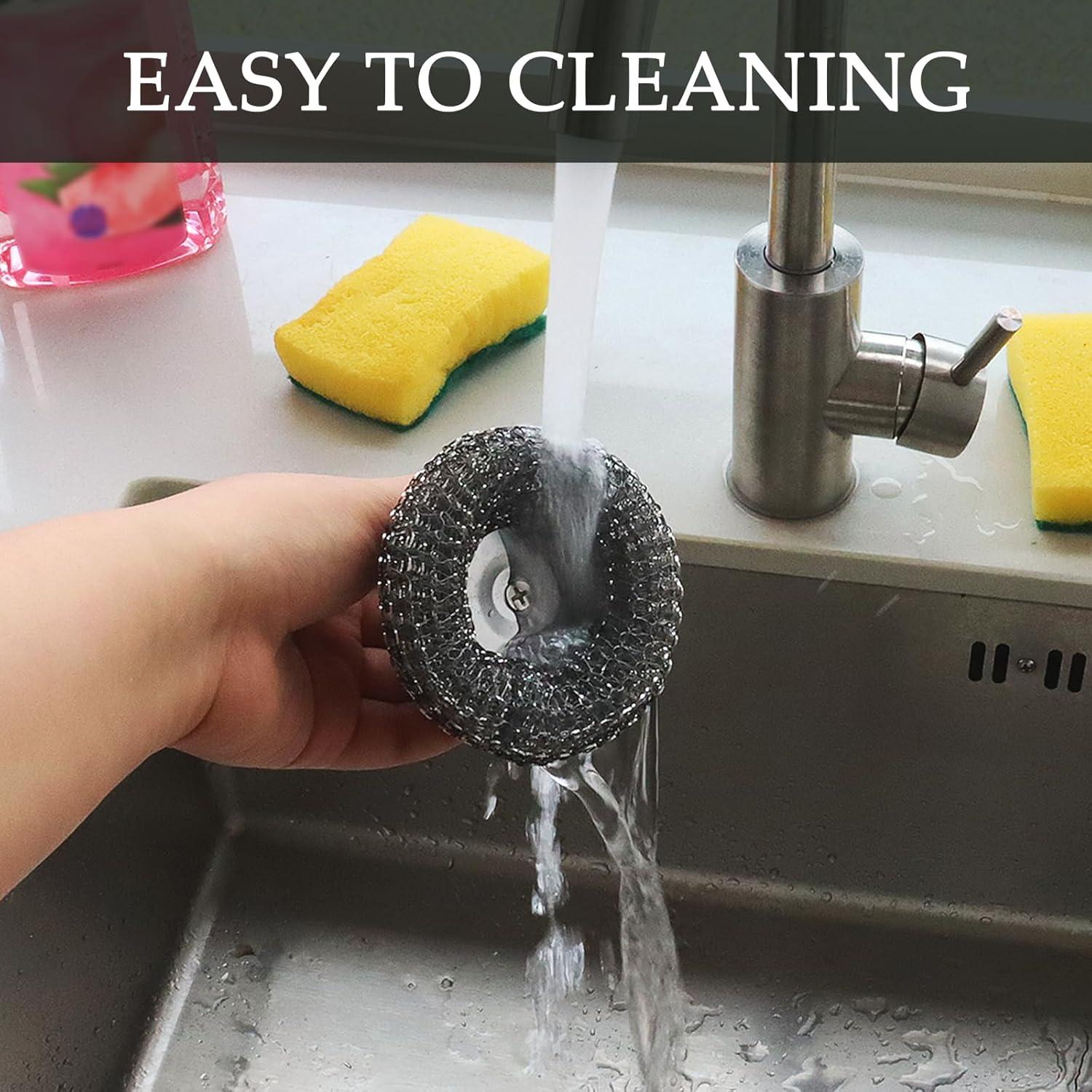 Juego de 2 estropajos de acero inoxidable KTOJOY con mango