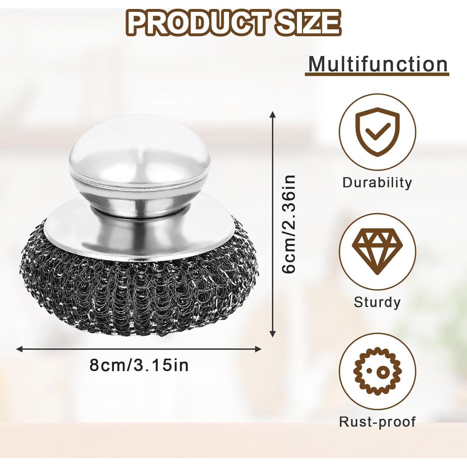 Juego de 6 estropajos de acero inoxidable Heygueo 7x10 cm