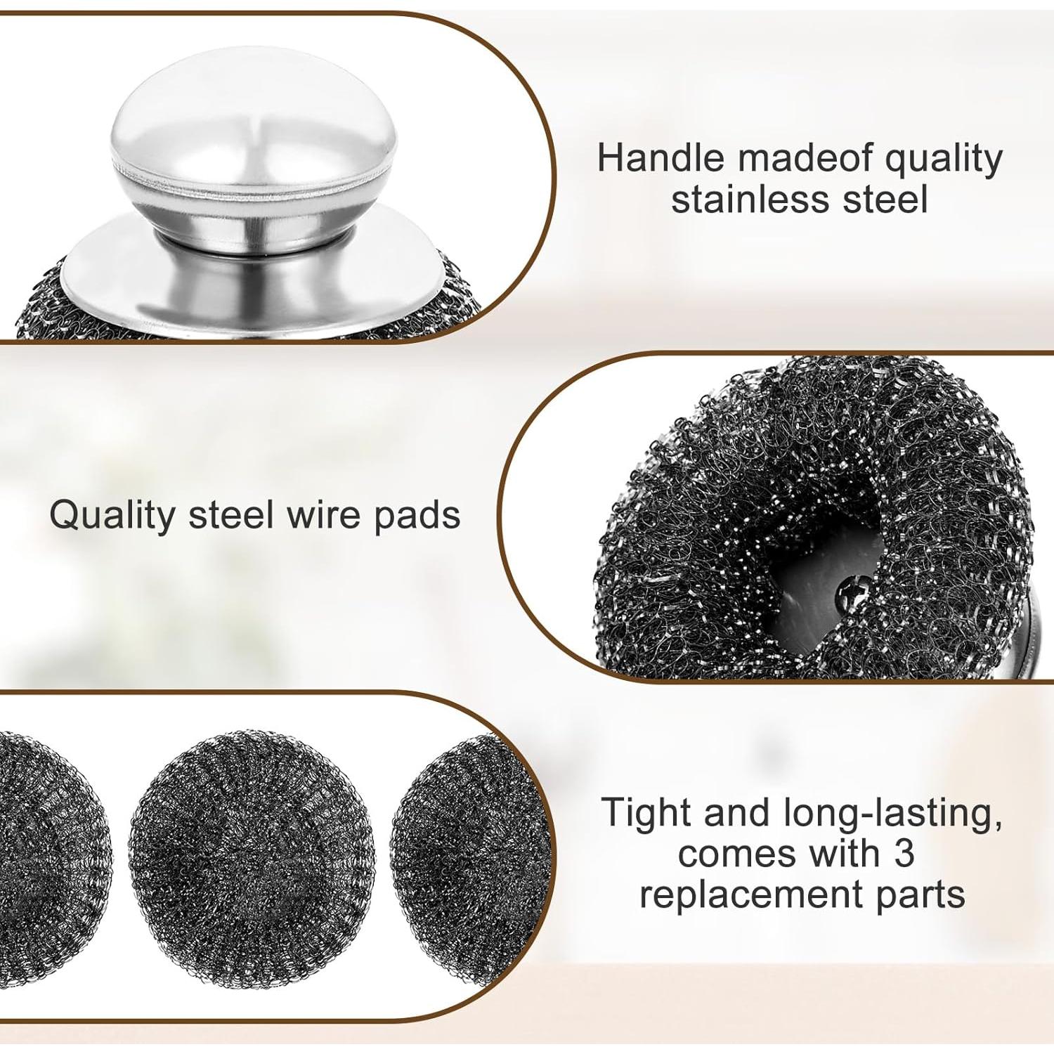 Juego de 6 estropajos de acero inoxidable Heygueo 7x10 cm