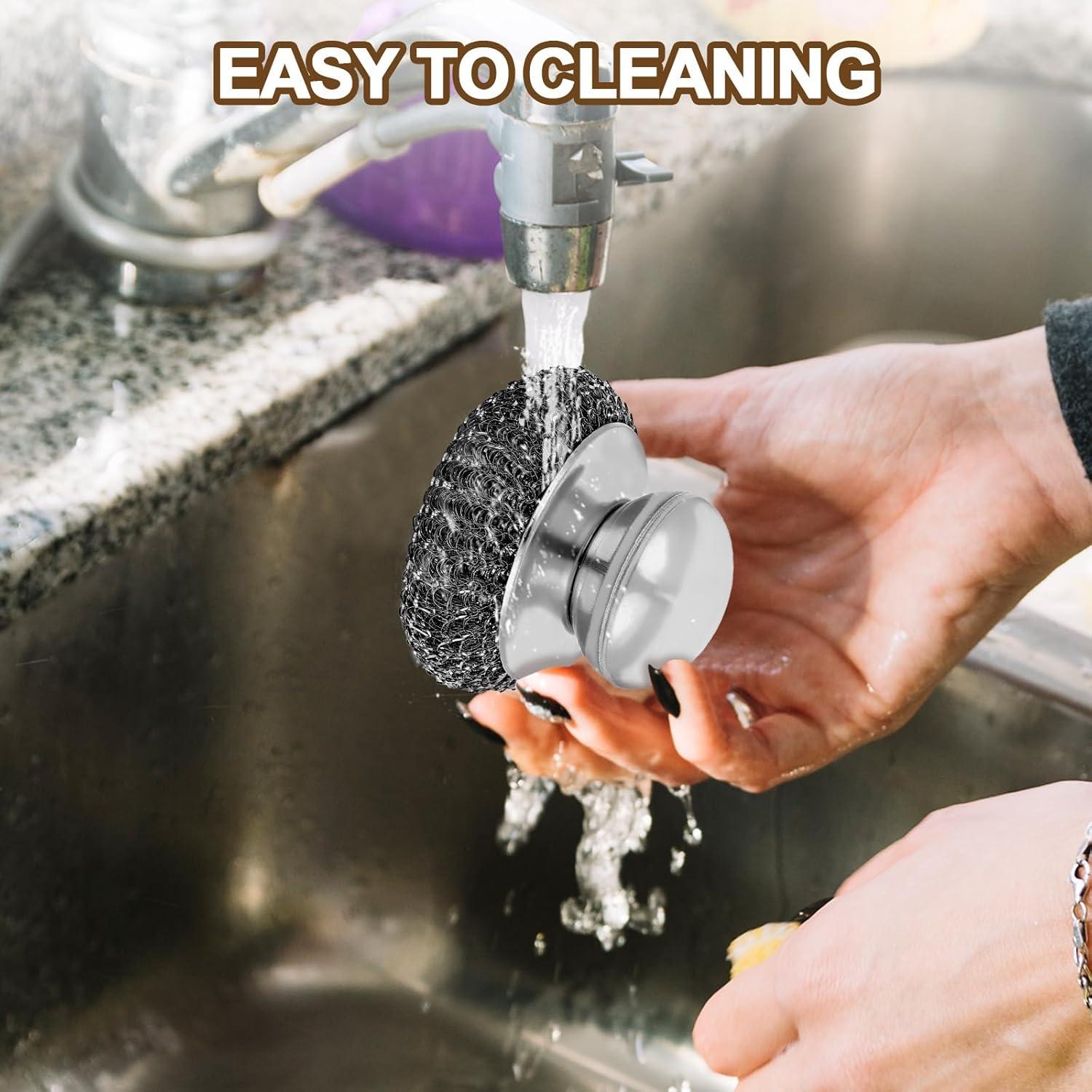 Juego de 6 estropajos de acero inoxidable Heygueo 7x10 cm