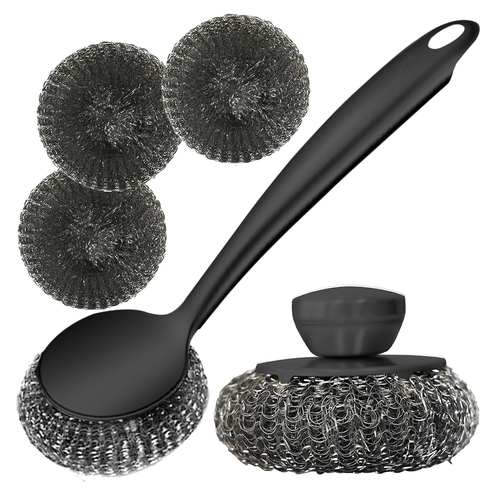 Set de Estropajos de Acero Inoxidable LUMAI con Mango