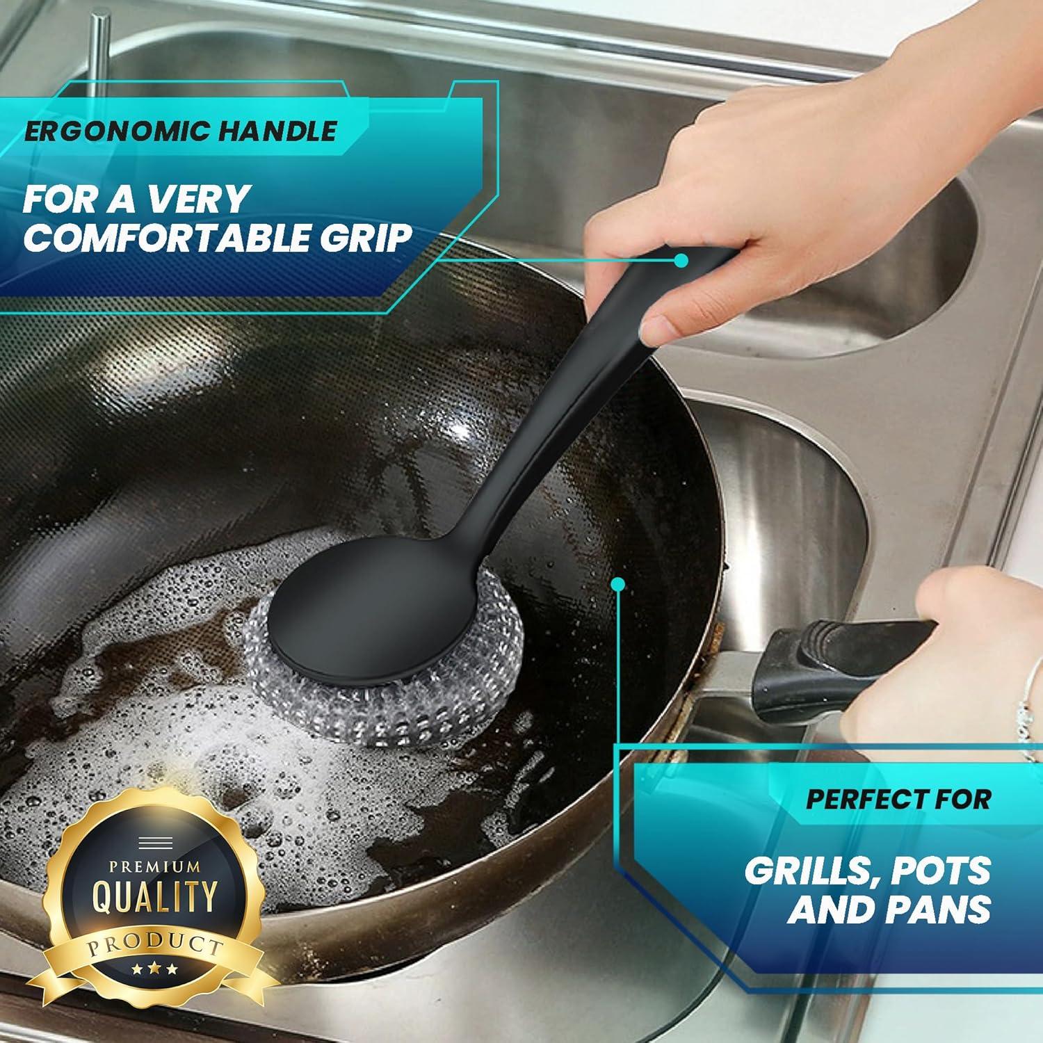 Set de Estropajos de Acero Inoxidable LUMAI con Mango