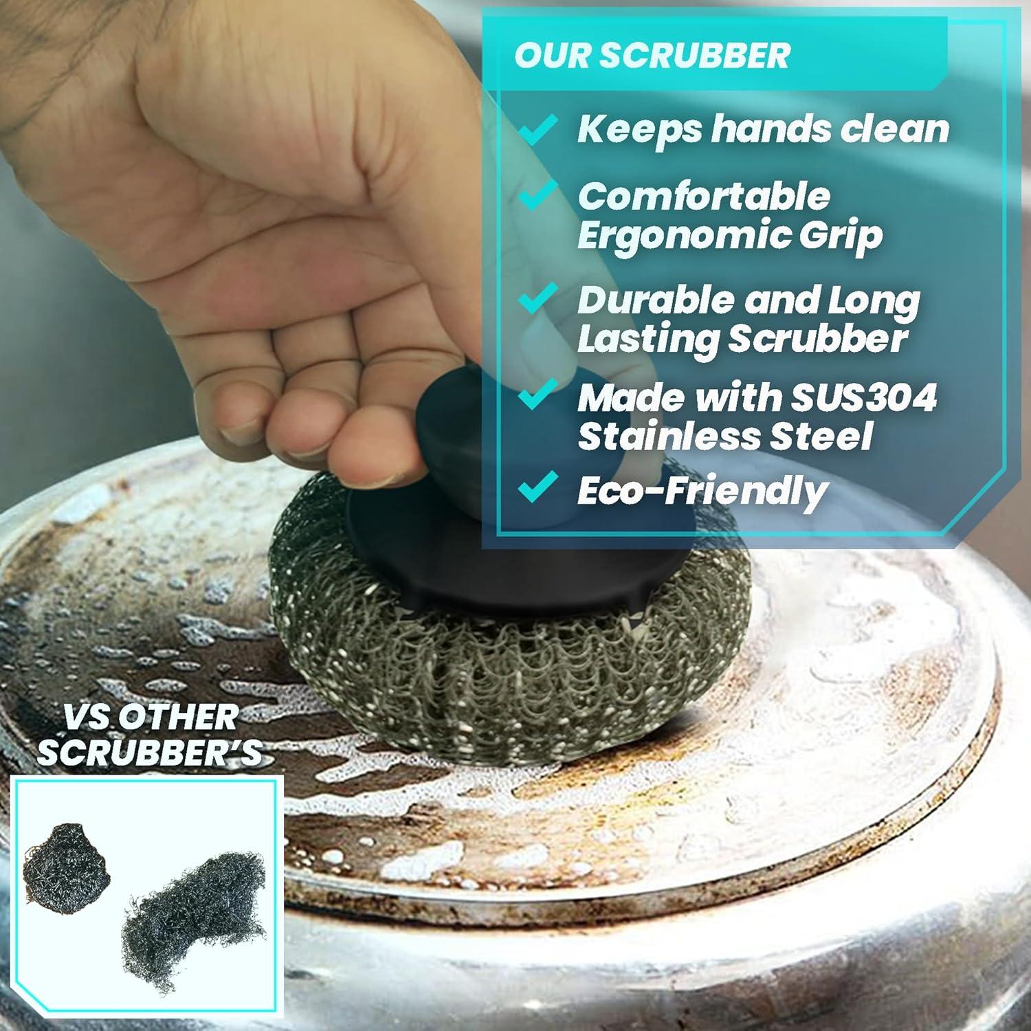 Set de Estropajos de Acero Inoxidable LUMAI con Mango