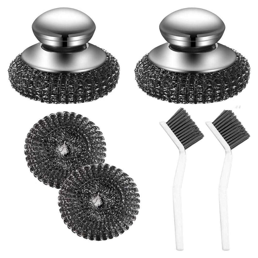 Estropajo de Acero Inoxidable 3SAIT con Mango y Cepillos