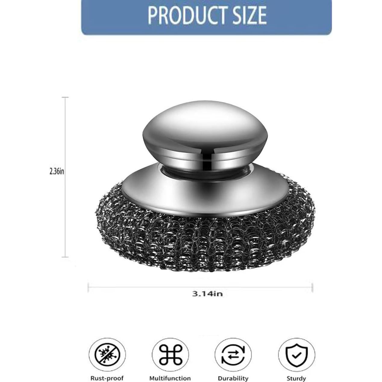 Estropajo de Acero Inoxidable 3SAIT con Mango y Cepillos