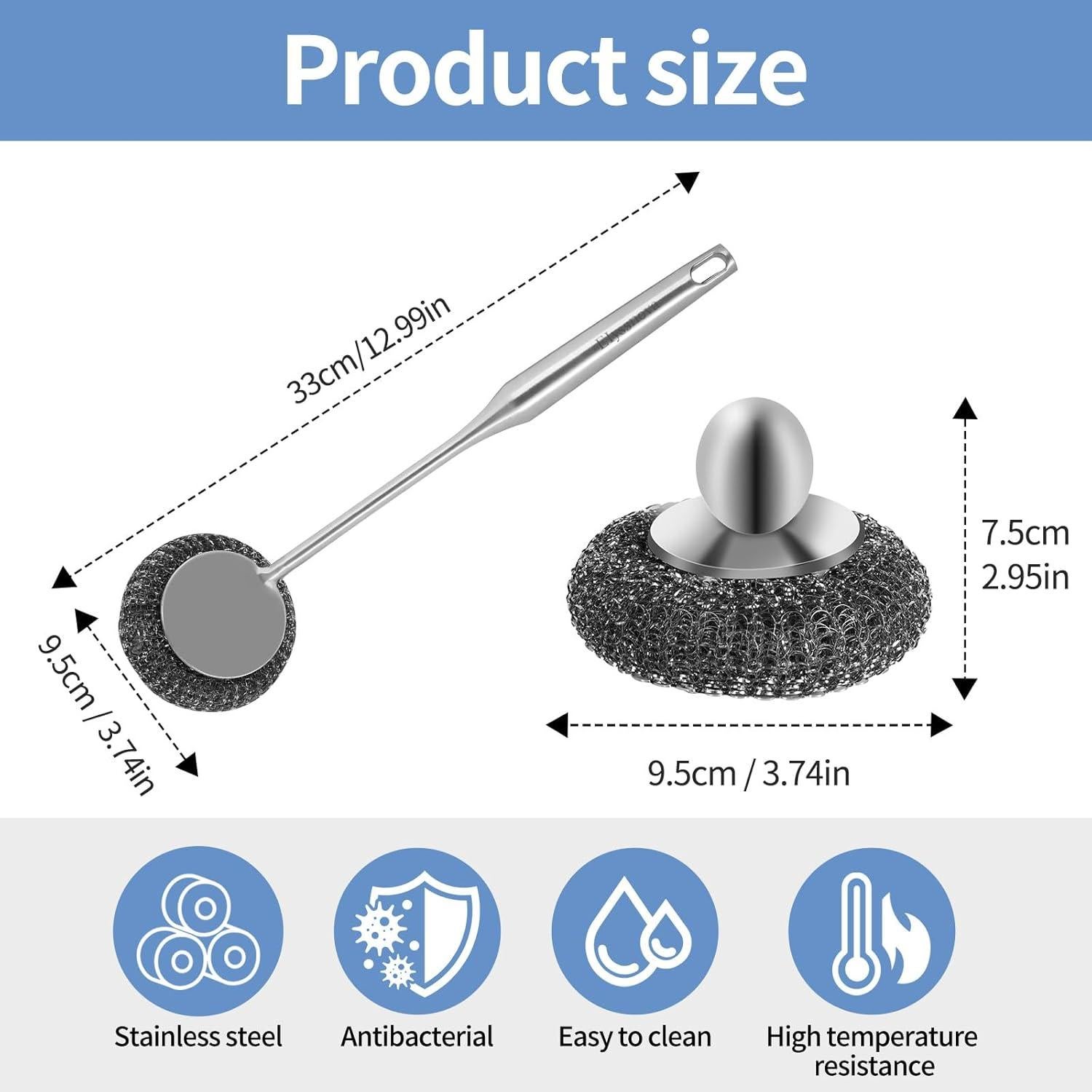 Juego de estropajos de acero inoxidable Elyssnova 2 piezas