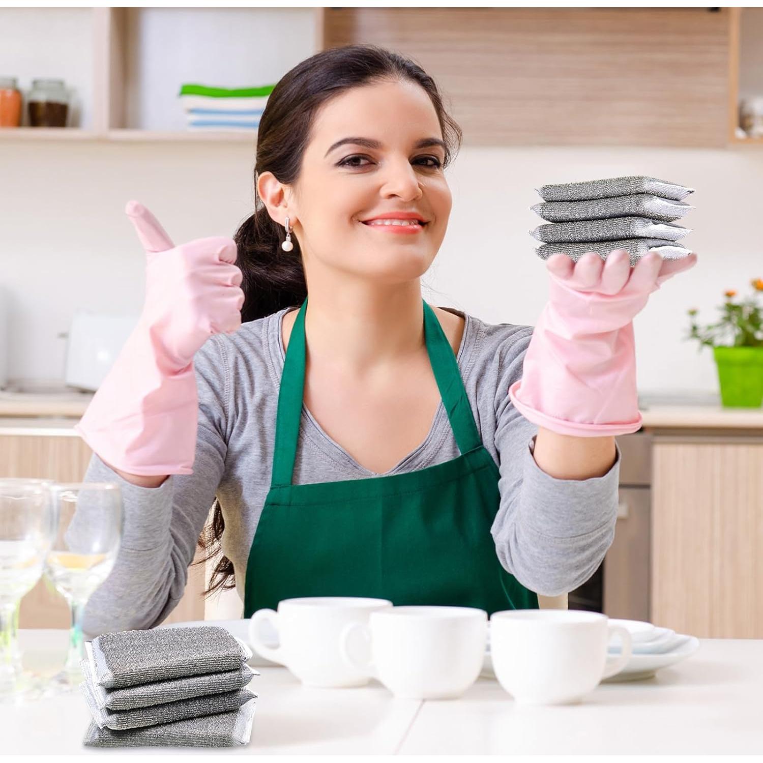 Paquete de 12 Esponjas de Acero Inoxidable Thyle Gris