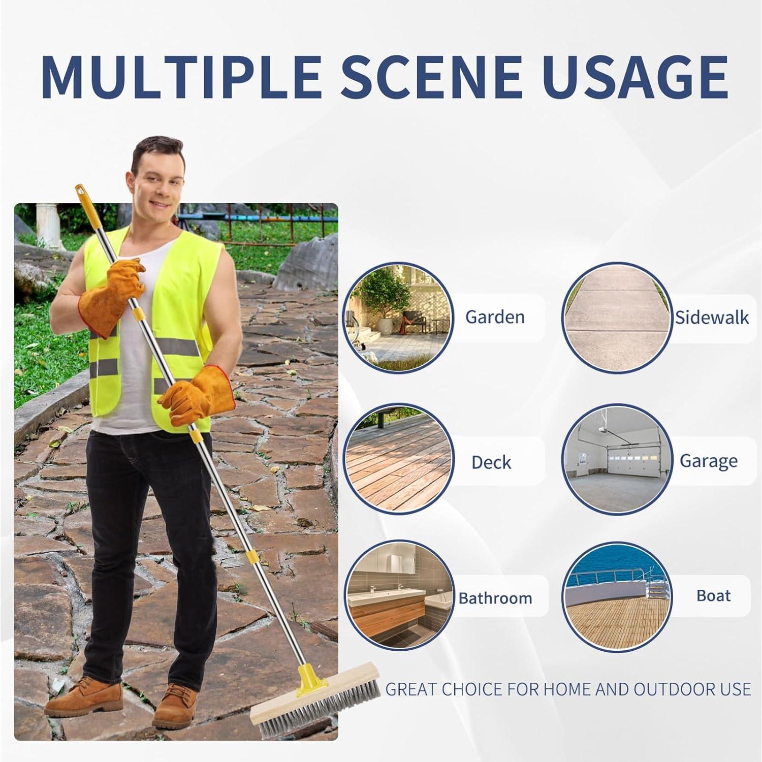 Cepillo de Alambre Duro NICOFPHY 60" para Fregar Suelos