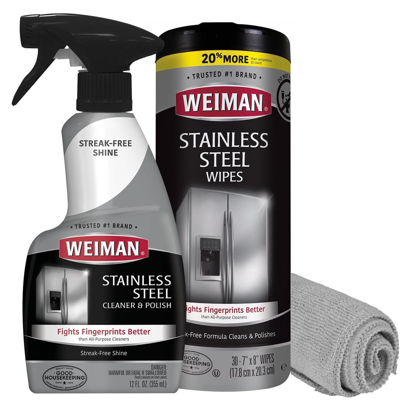 Kit Limpiador Acero Inoxidable Weiman 354ml - 3 Piezas