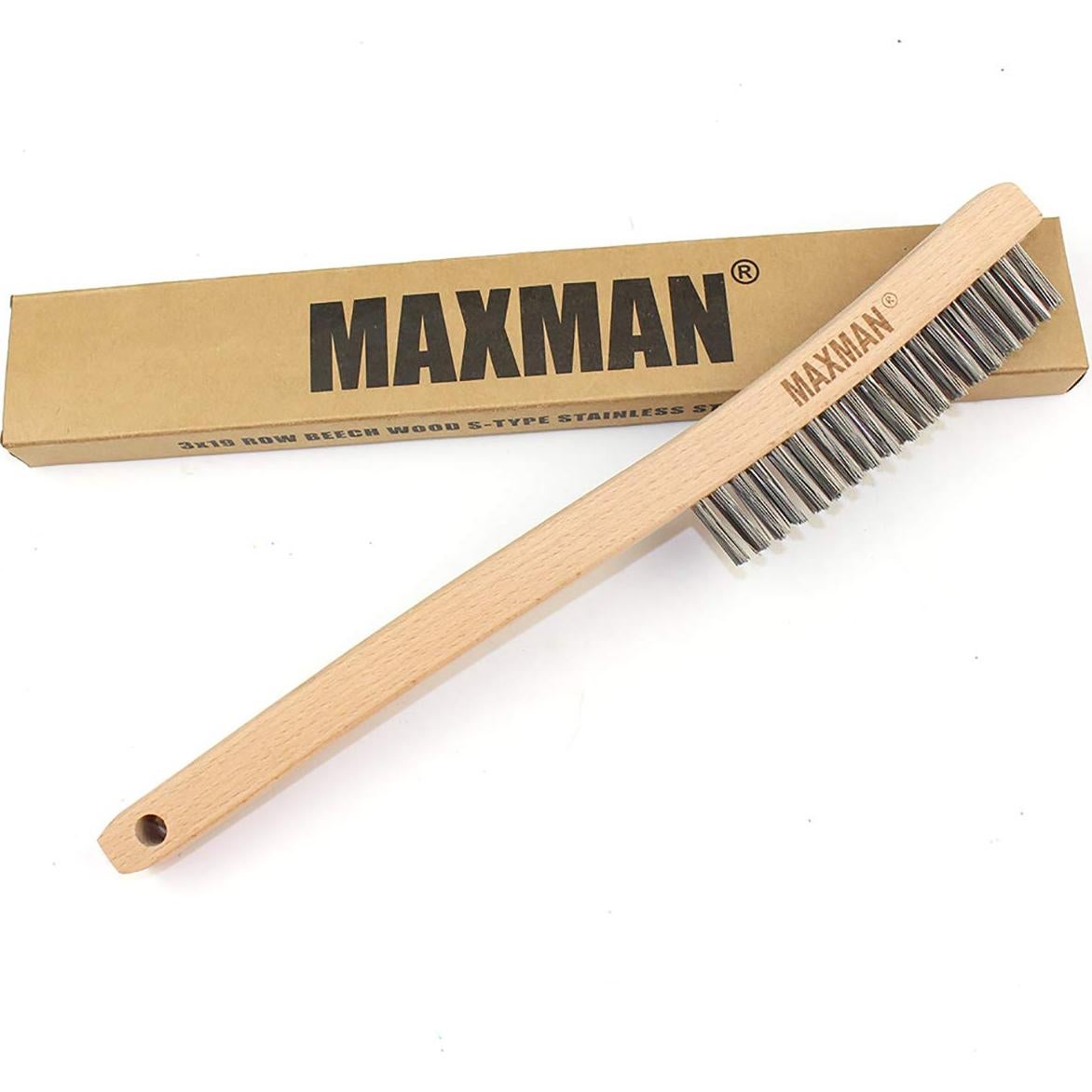 Cepillo de Alambre Inoxidable MAXMAN 35,56 cm Mango Madera