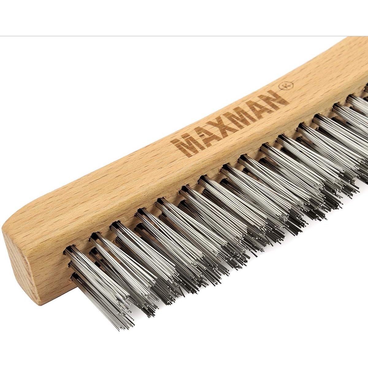 Cepillo de Alambre Inoxidable MAXMAN 35,56 cm Mango Madera