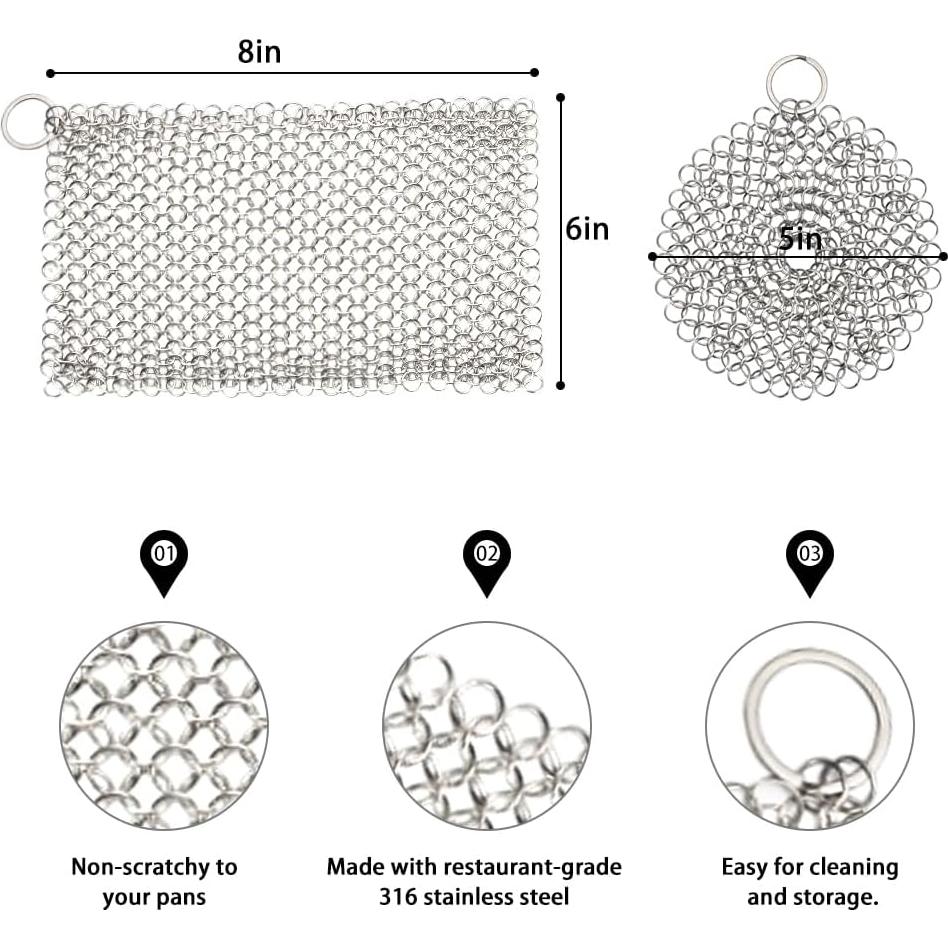 Limpiador de Sartenes de Hierro Fundido Edgnb - 2 Piezas