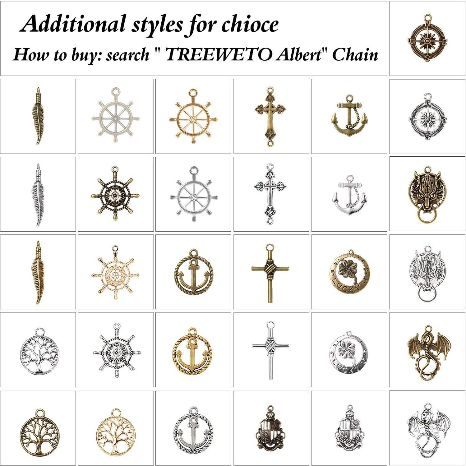 Reloj de bolsillo TREEWETO con cadena y colgante antiguo