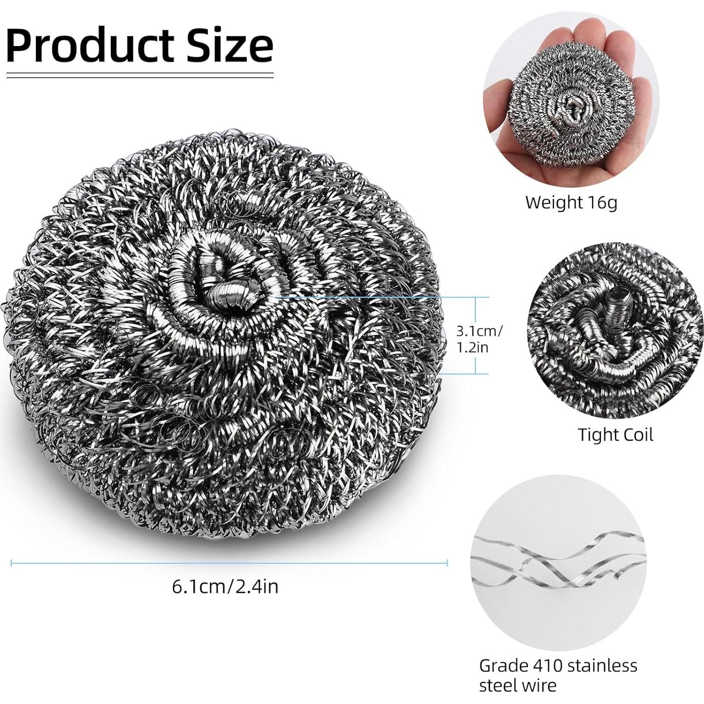 Paquete de 12 Estropajos de Acero Inoxidable Motroce