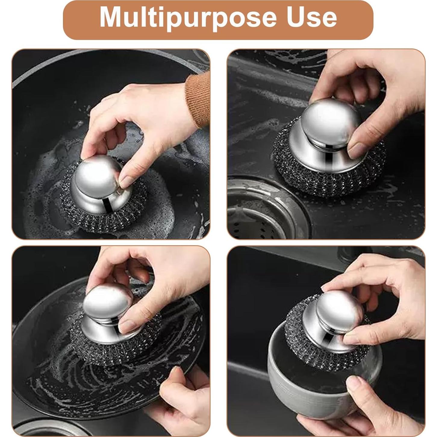 Estropajo de acero inoxidable Yniquet con mango y 5 repuestos