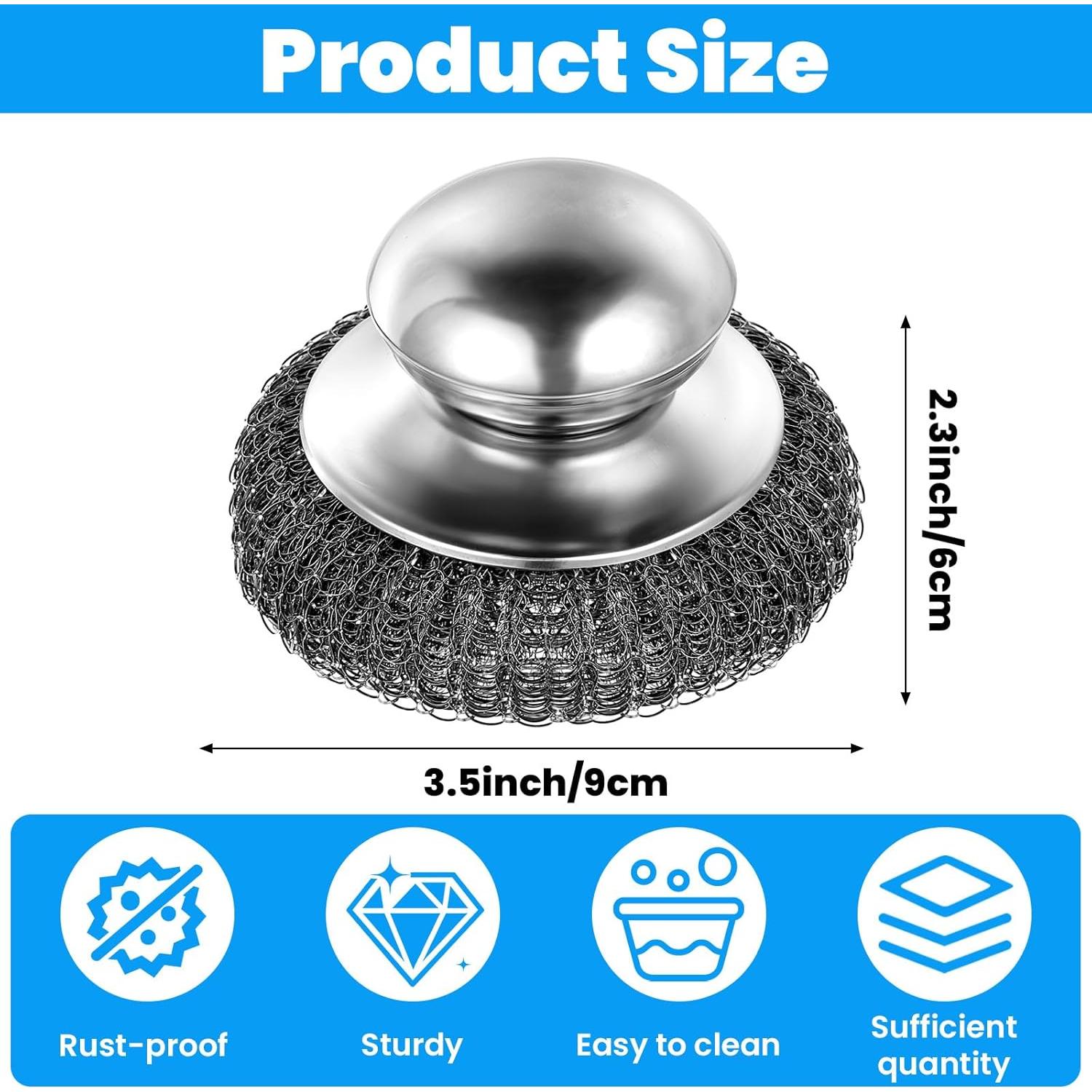 Estropajos de Acero Inoxidable Mekueeex con Mango - 16 Pcs