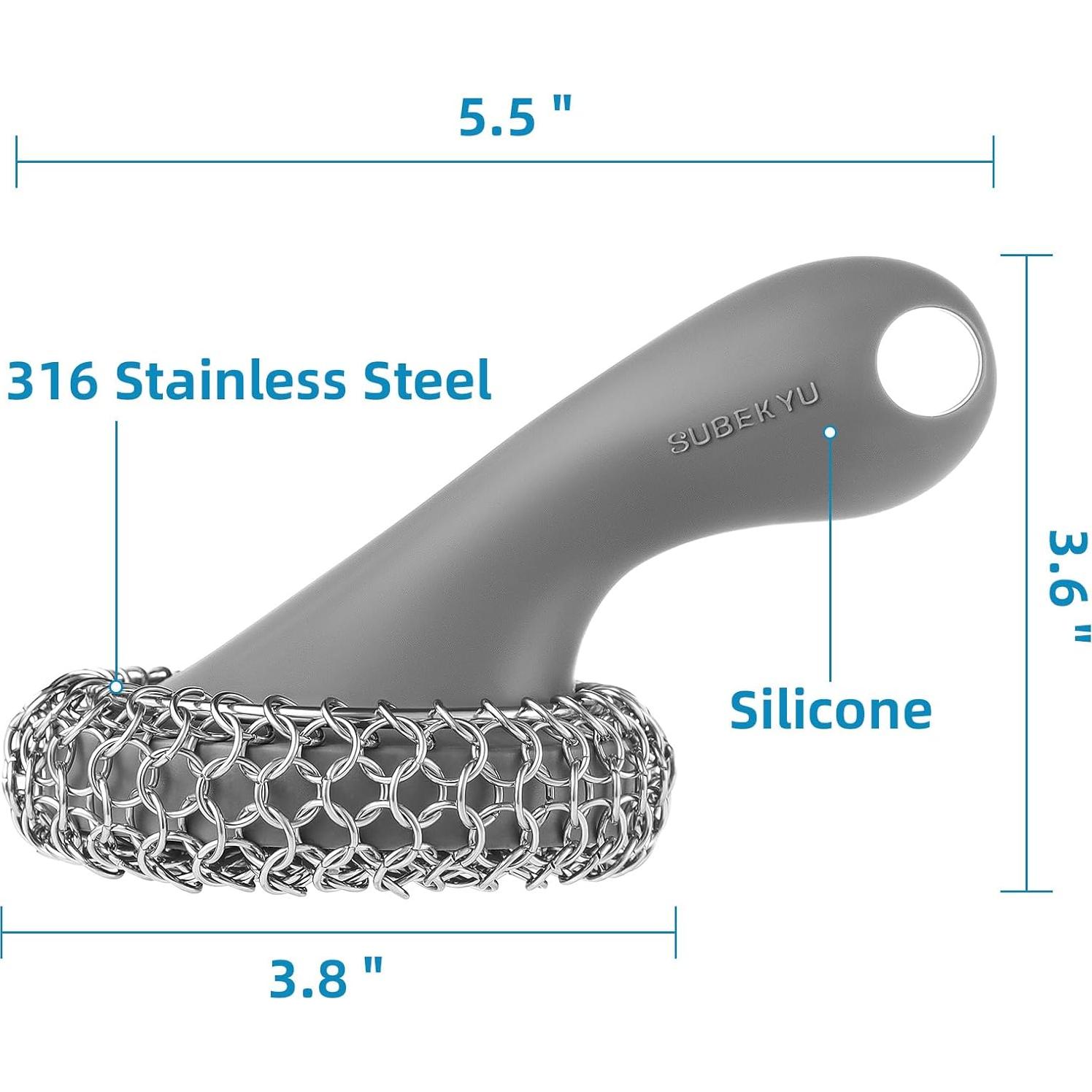 Estropajo de Cadena Acero Inoxidable 316 SUBEKYU con Mango Silicona