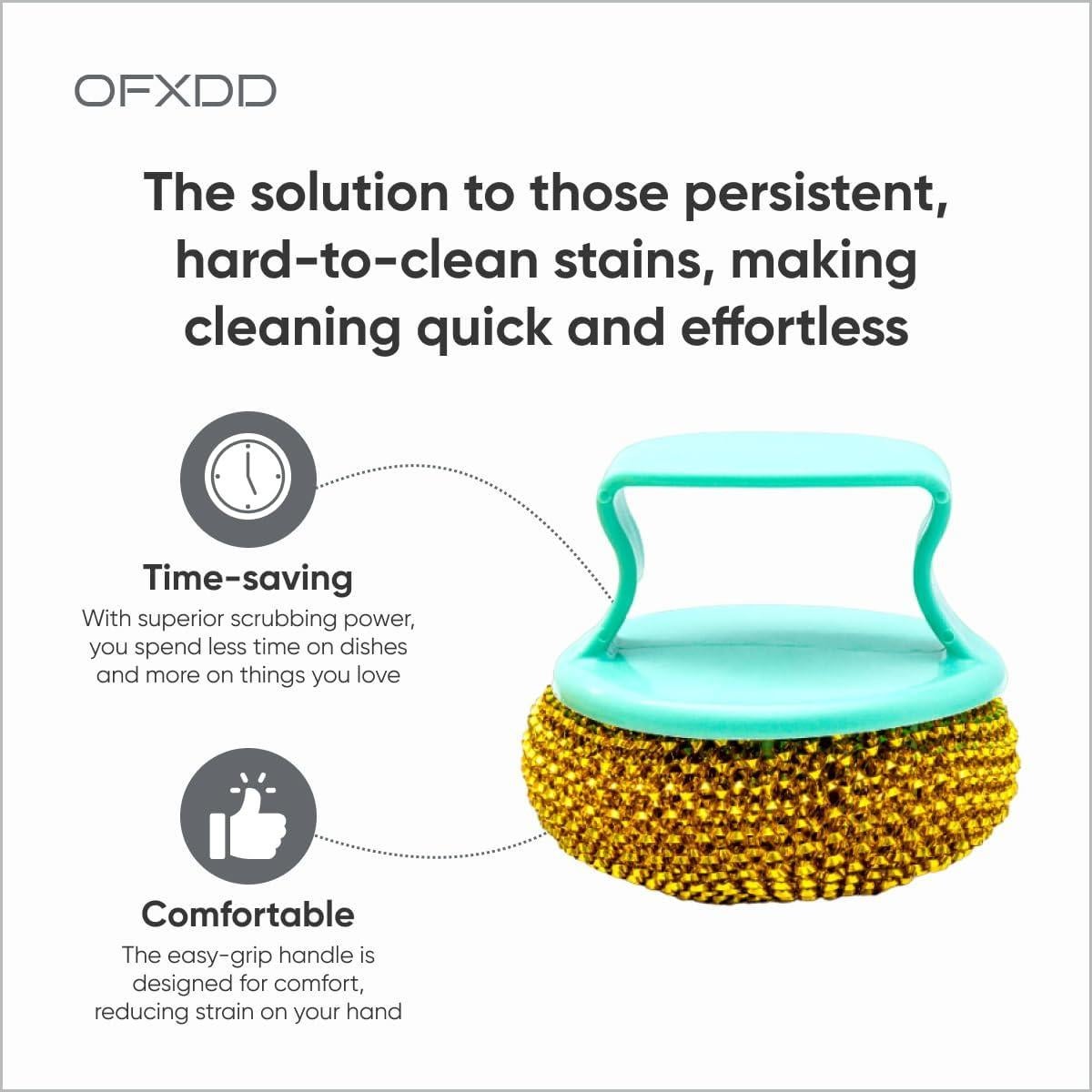 Estropajos de acero inoxidable OFXDD - 5 piezas con 2 mangos