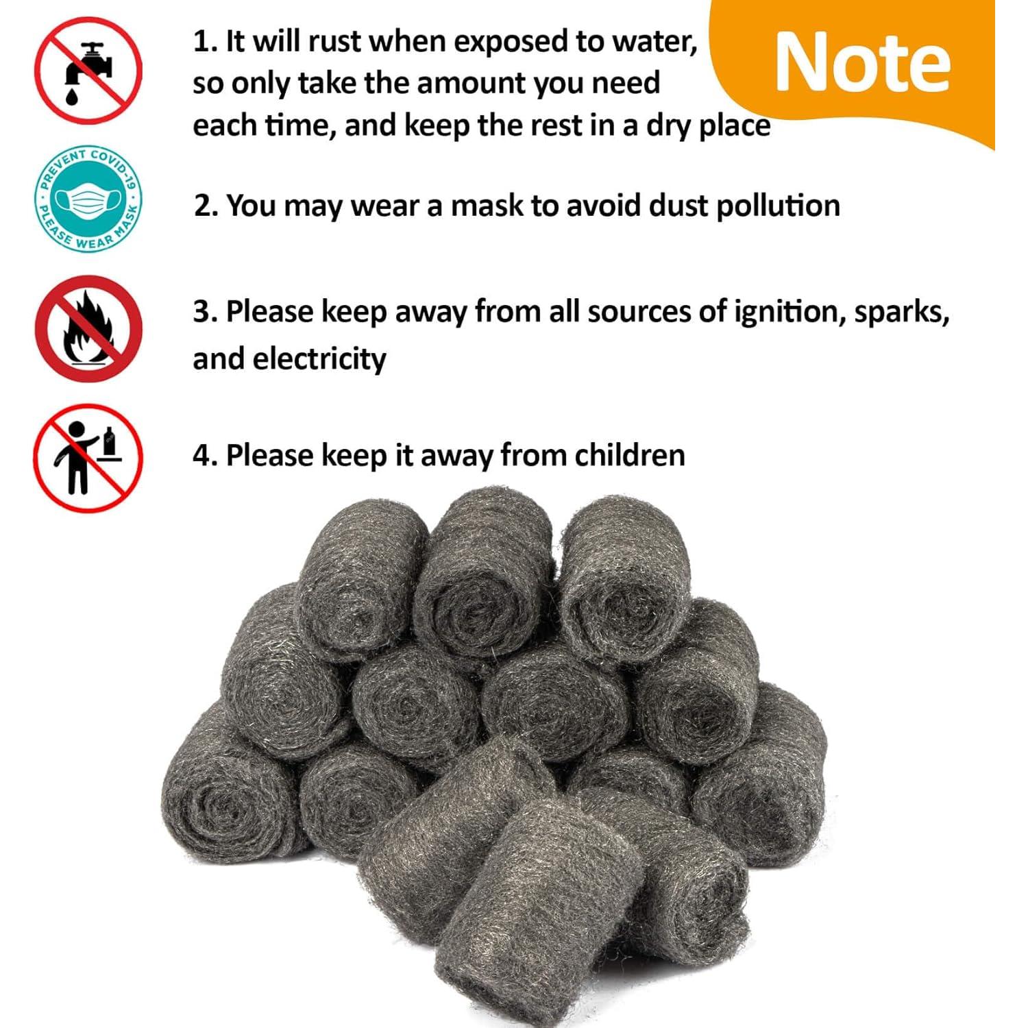 Almohadillas de lana de acero 0000 MAQIHAN 15 piezas 6.5 cm