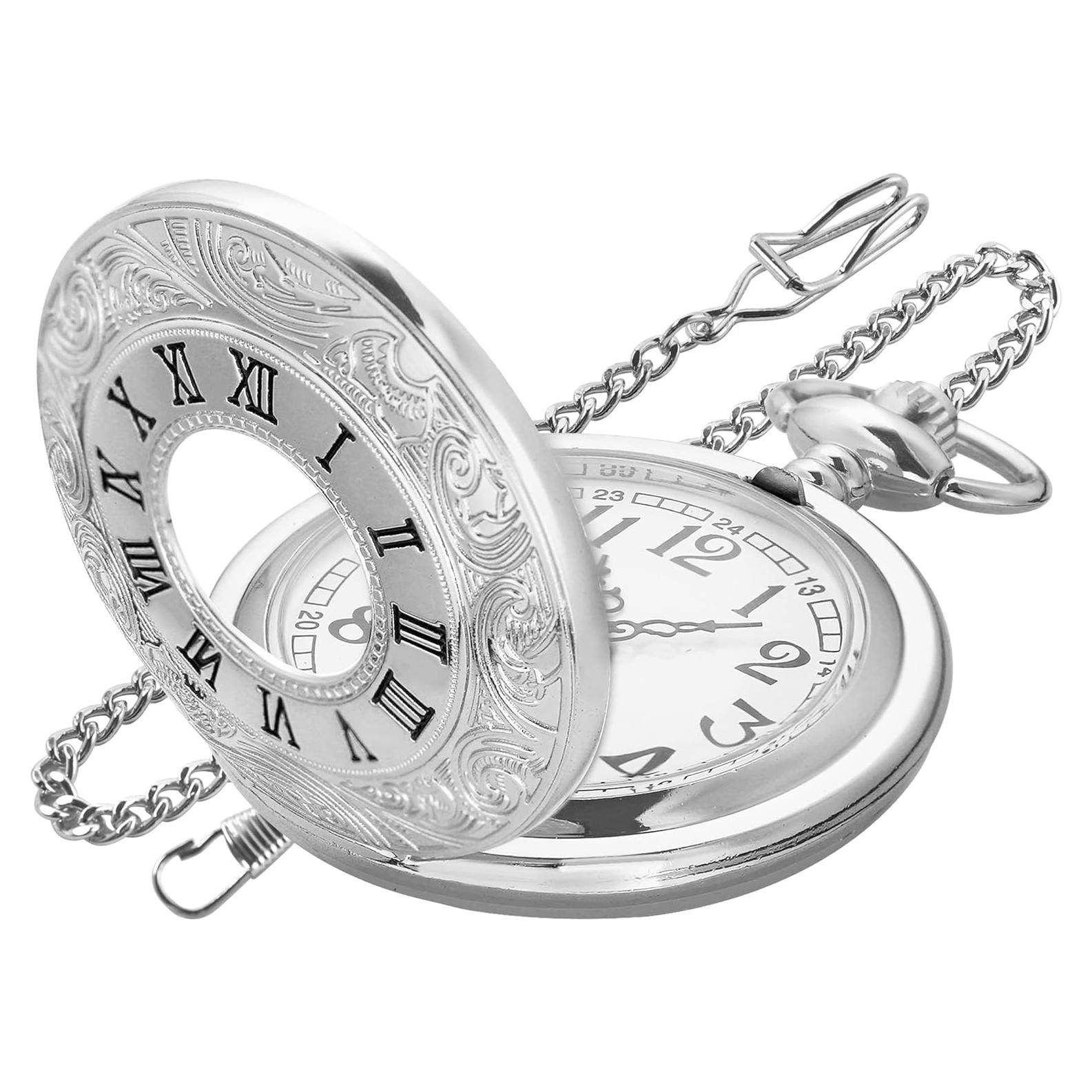 Reloj de bolsillo SwitchMe plateado con esfera árabe