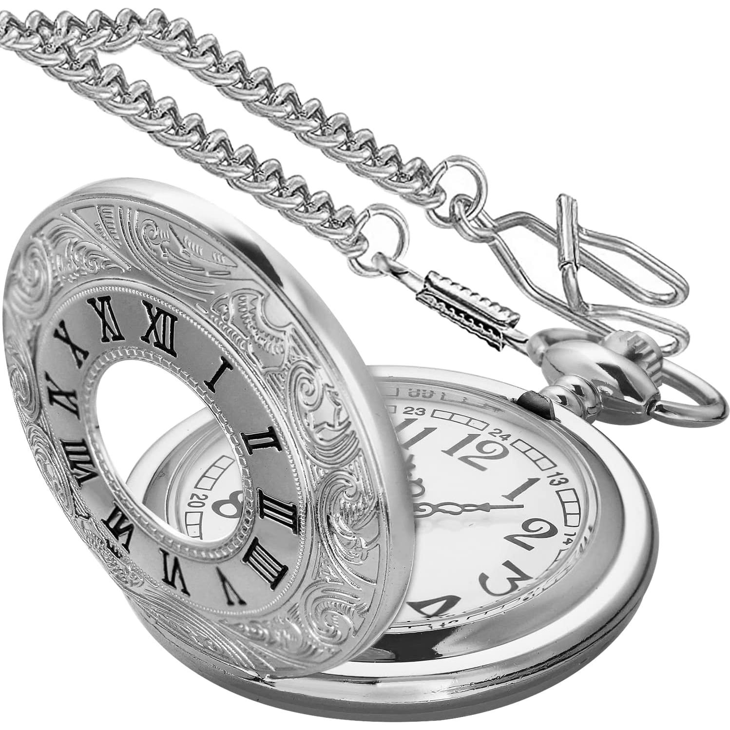 Reloj de bolsillo SwitchMe plateado con esfera árabe