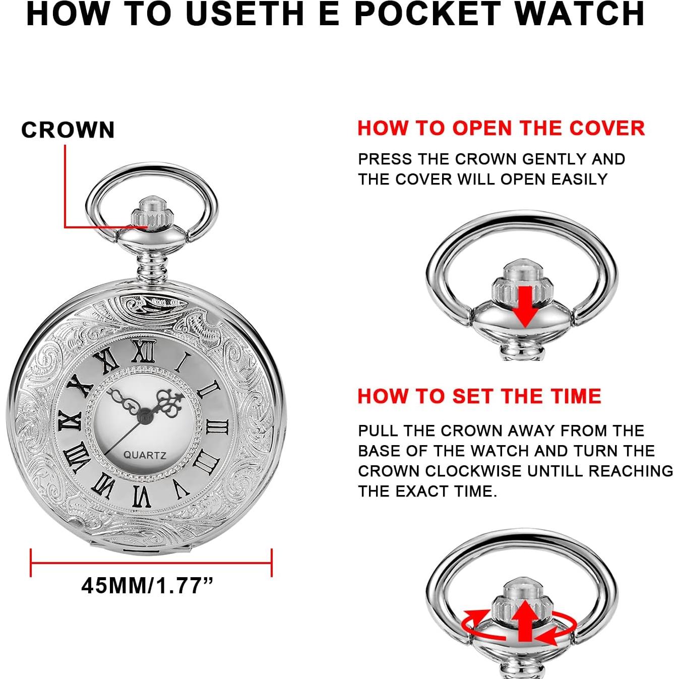 Reloj de bolsillo SwitchMe plateado con esfera árabe