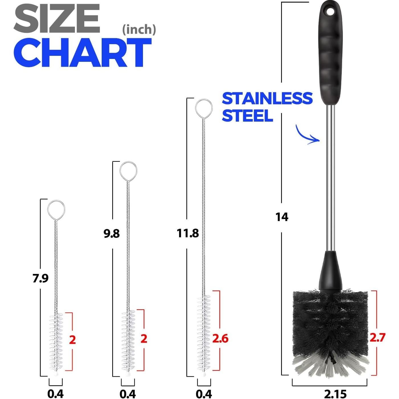 Juego de cepillos limpiadores Holikme para botellas y popotes
