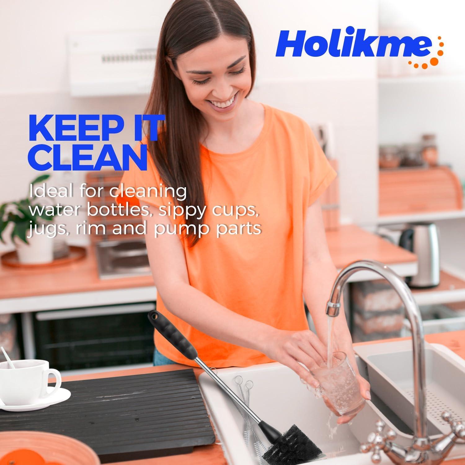 Juego de cepillos limpiadores Holikme para botellas y popotes