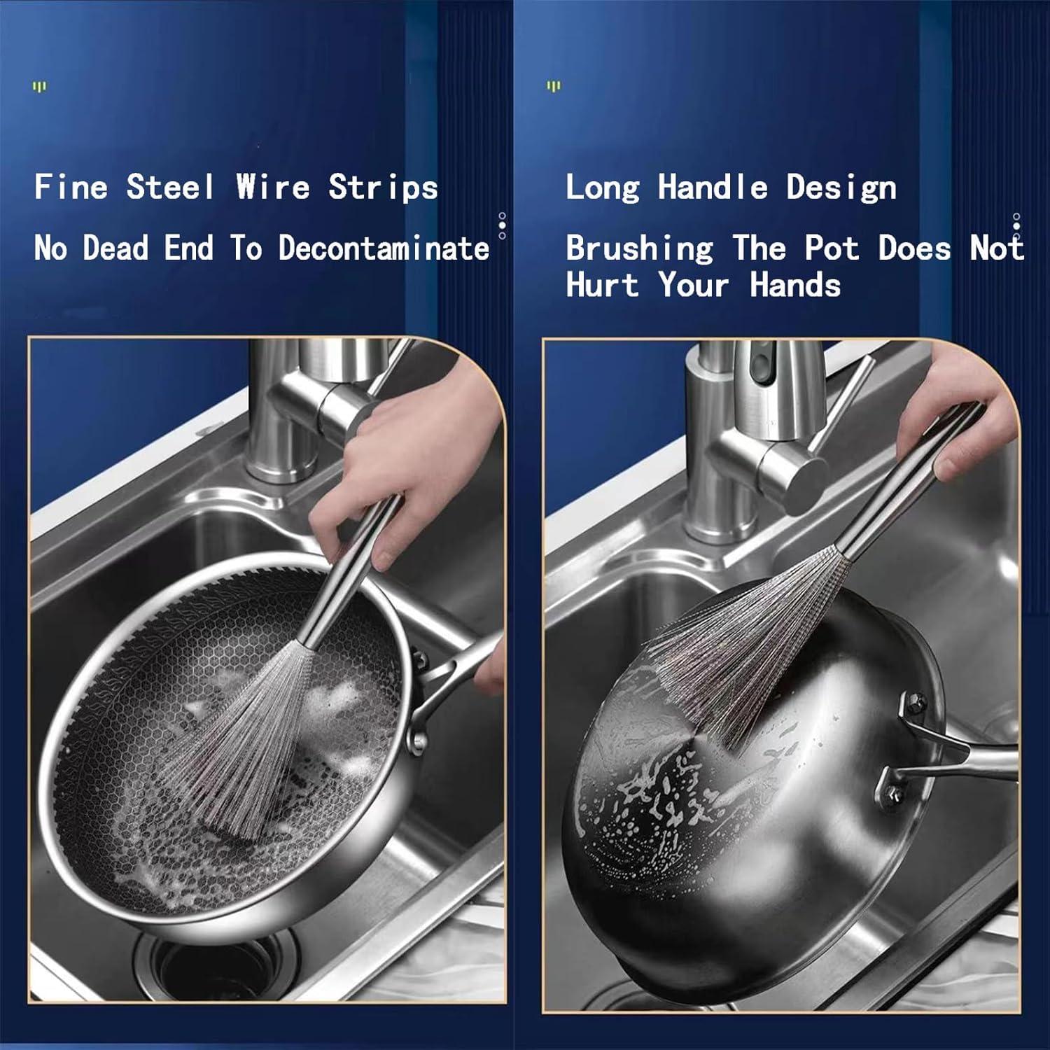 2 Cepillos de Limpieza Wjwumha Acero Inoxidable 21,6 cm