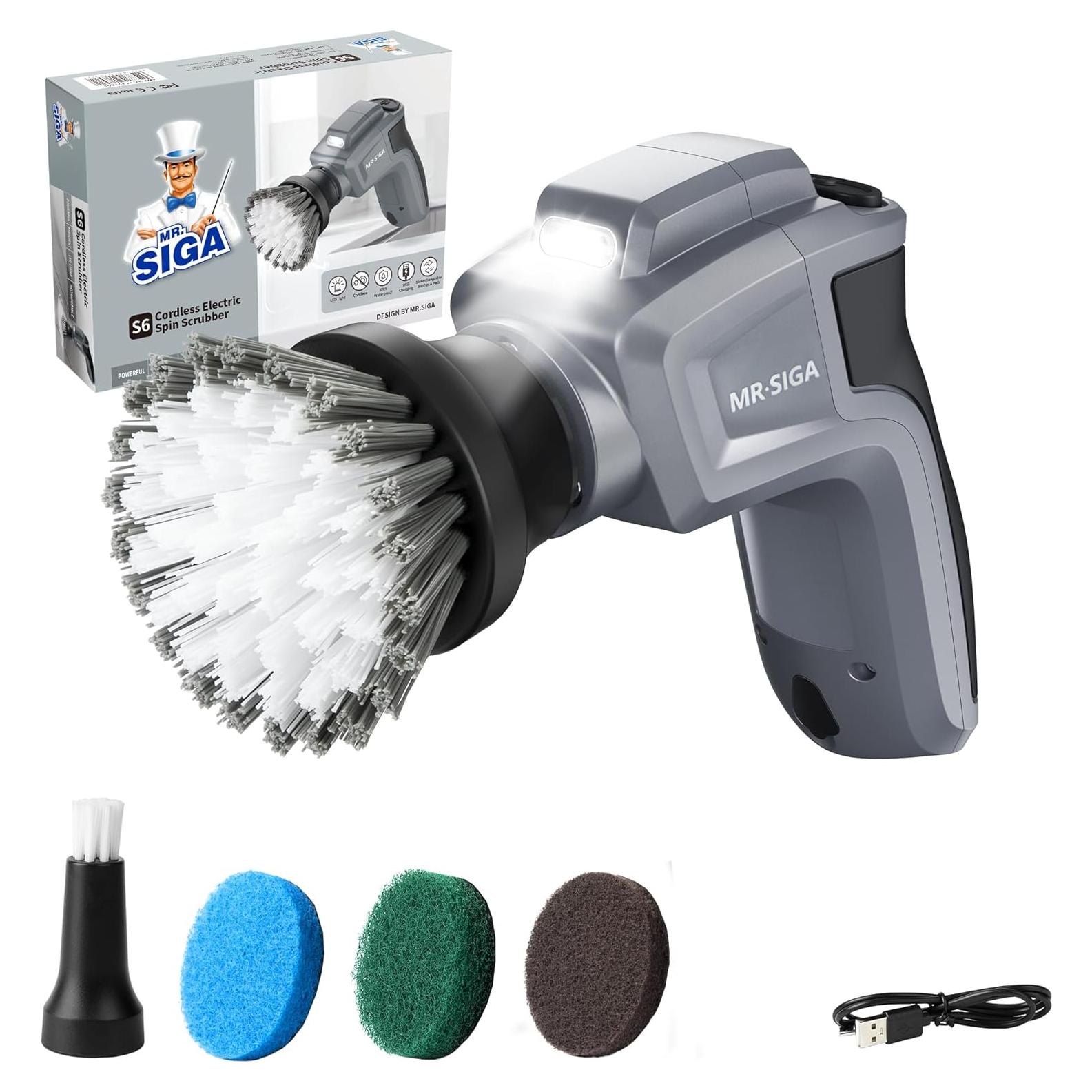 Cepillo Eléctrico Giratorio MR.SIGA Inalámbrico 5 Accesorios