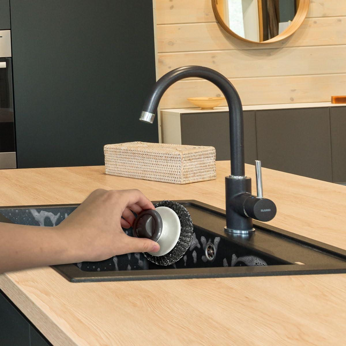 Estropajo de Acero Inoxidable KVZVK con Mango 2 Pcs