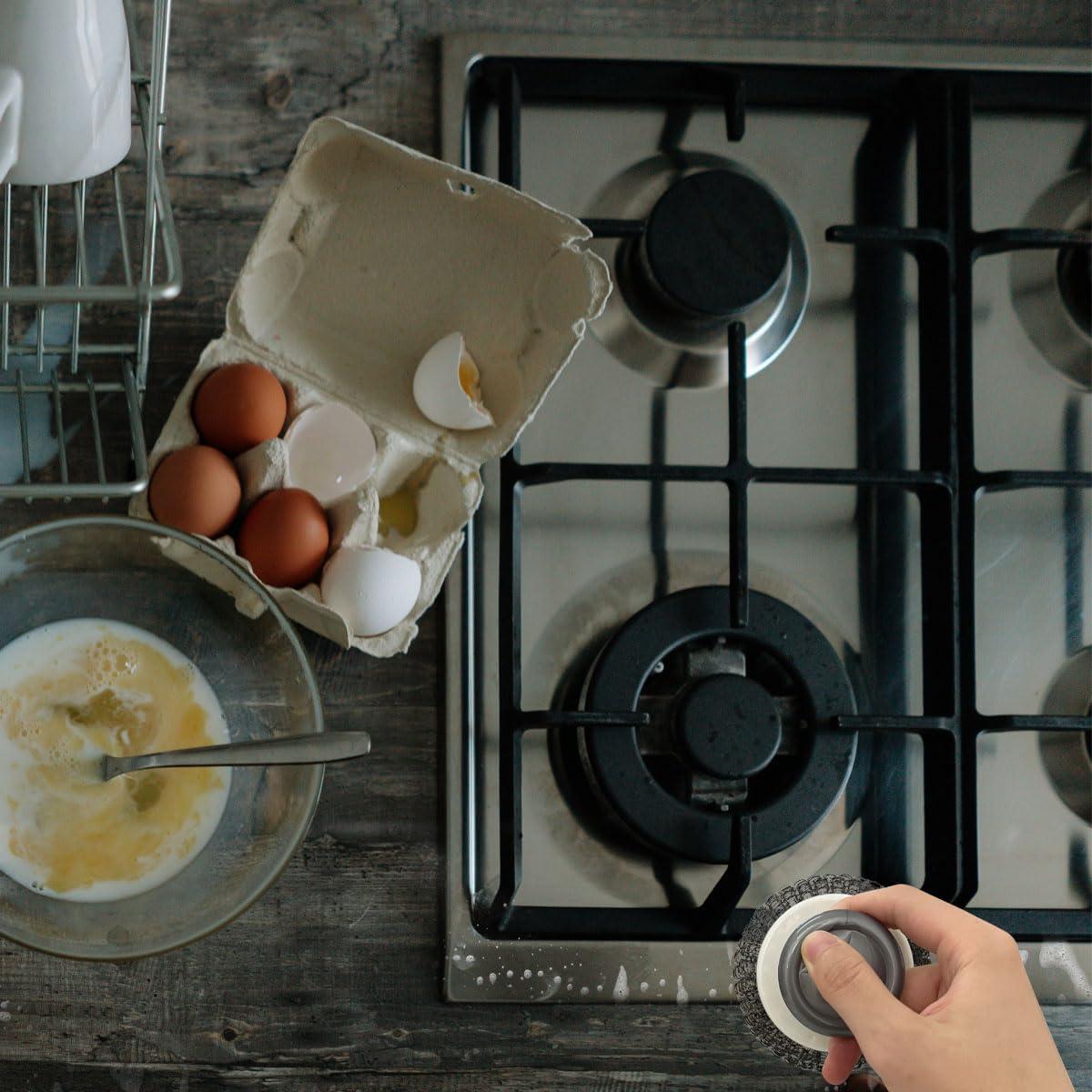 Estropajo de Acero Inoxidable KVZVK con Mango 2 Pcs