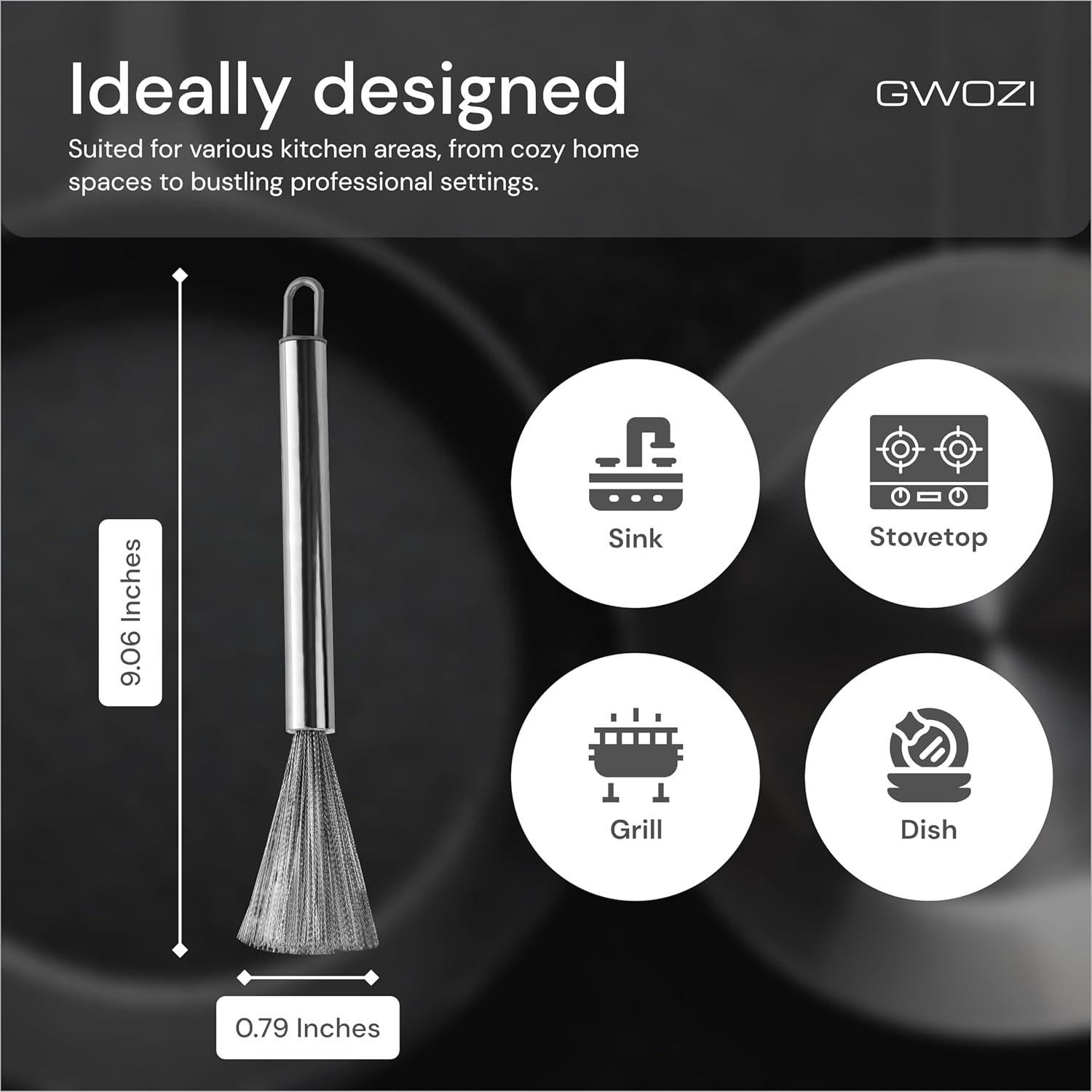 Cepillo de Platos GWOZI Acero Inoxidable con Mango Ergonómico