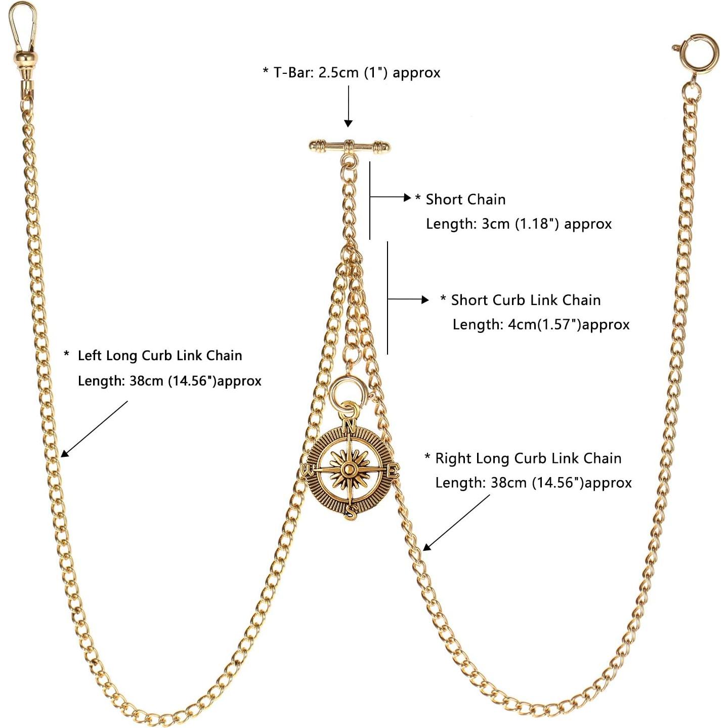 Reloj de bolsillo Albert con cadena bronce y colgante brújula