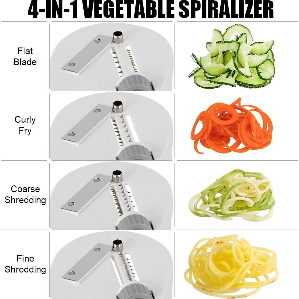 Cortador Espiral de Verduras Badelite 4 en 1 Manual Blanco
