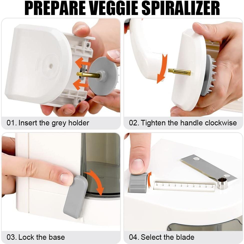 Cortador Espiral de Verduras Badelite 4 en 1 Manual Blanco