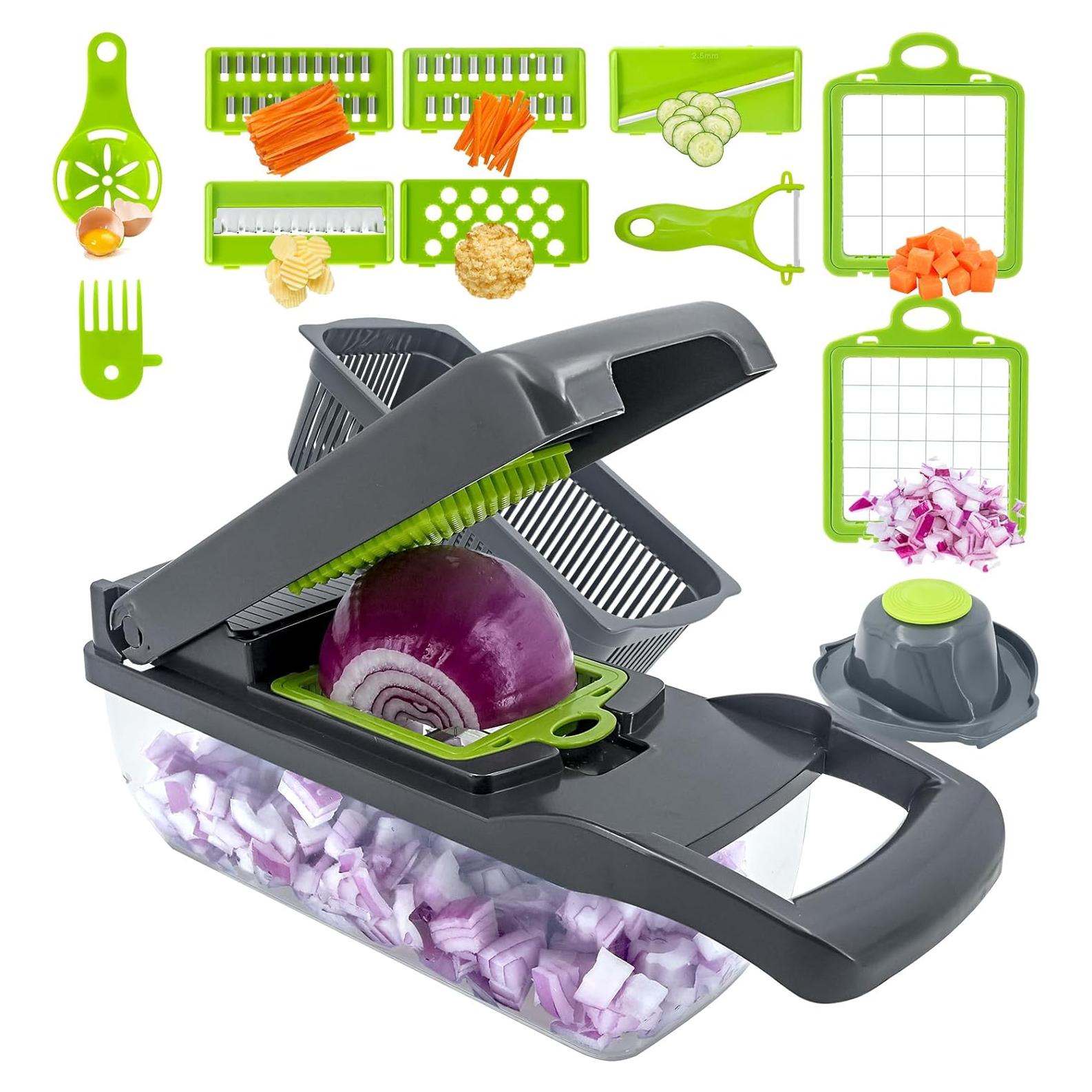 Cortador de Verduras Multifuncional NIOSAVM 8 en 1 Verde