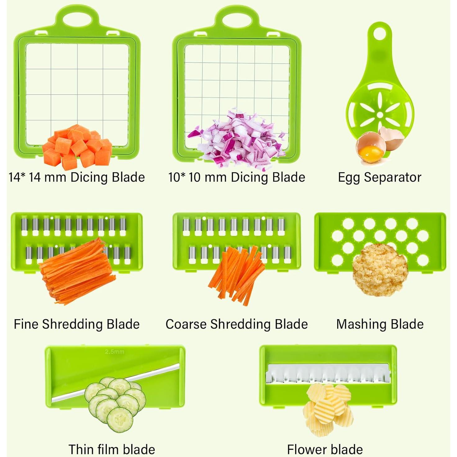 Cortador de Verduras Multifuncional NIOSAVM 8 en 1 Verde