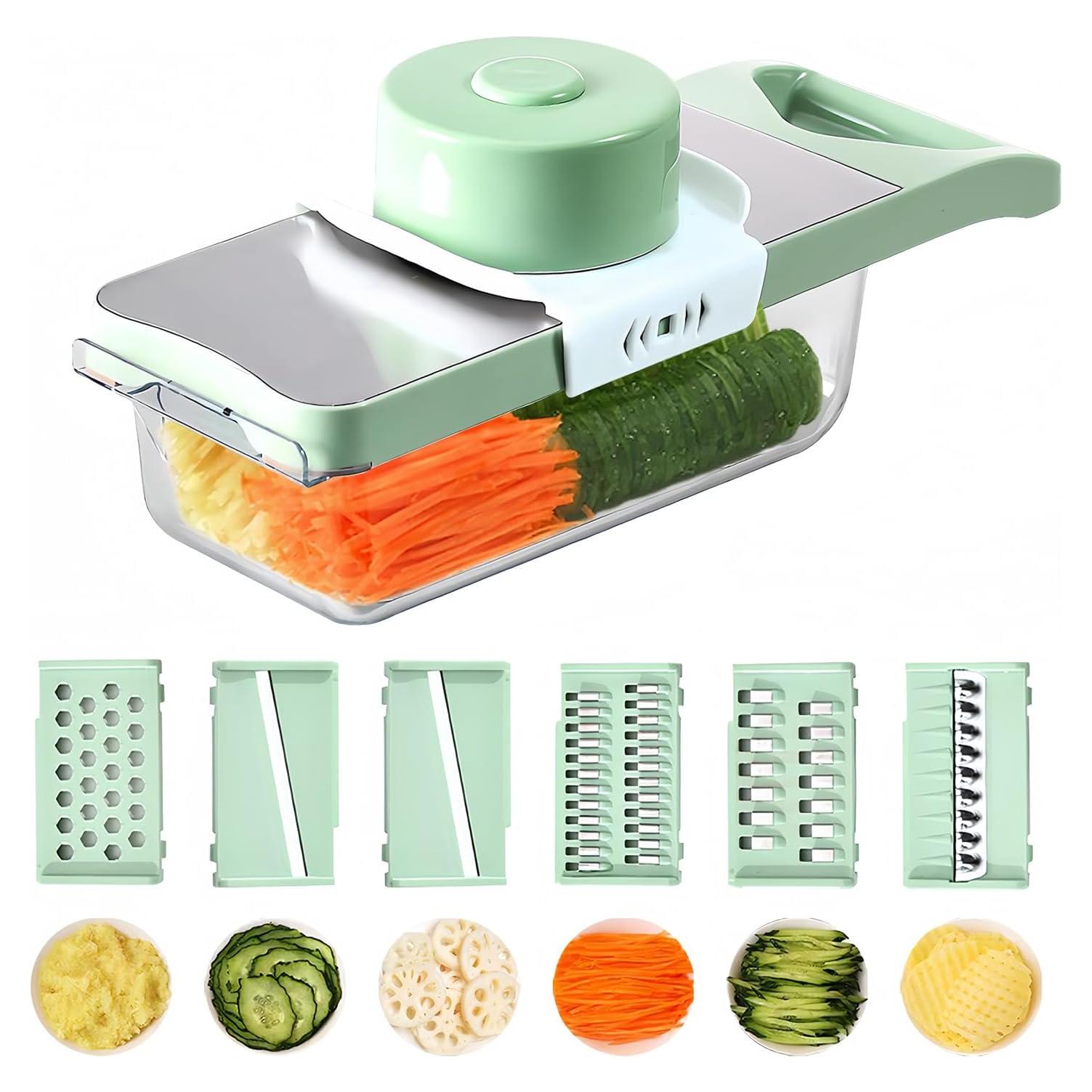 Cortador de Verduras Mandolina JIANGLAI 8 en 1 Verde